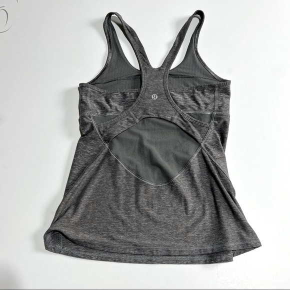 Lululemon yoga top with shelf bra and mesh back gray size 8 - Picture 1 of 8